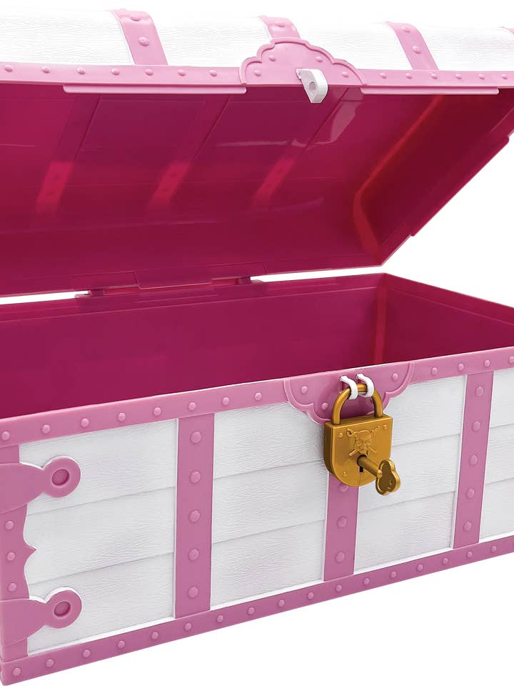 Pink and White Treasure Chest with Lock and Key for wholesale by Teacher Created Resources