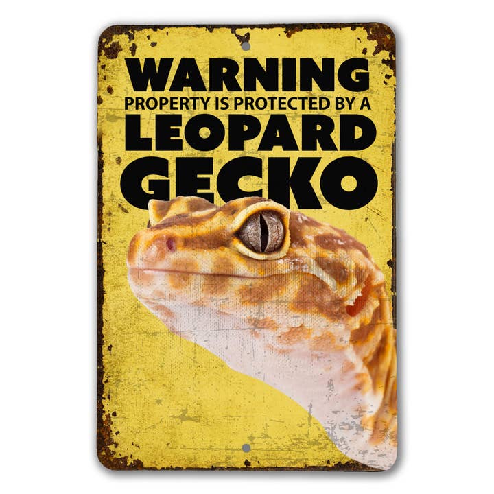 Warning Leopard Gecko Sign for wholesale by Real Cool Stickers & Stuff