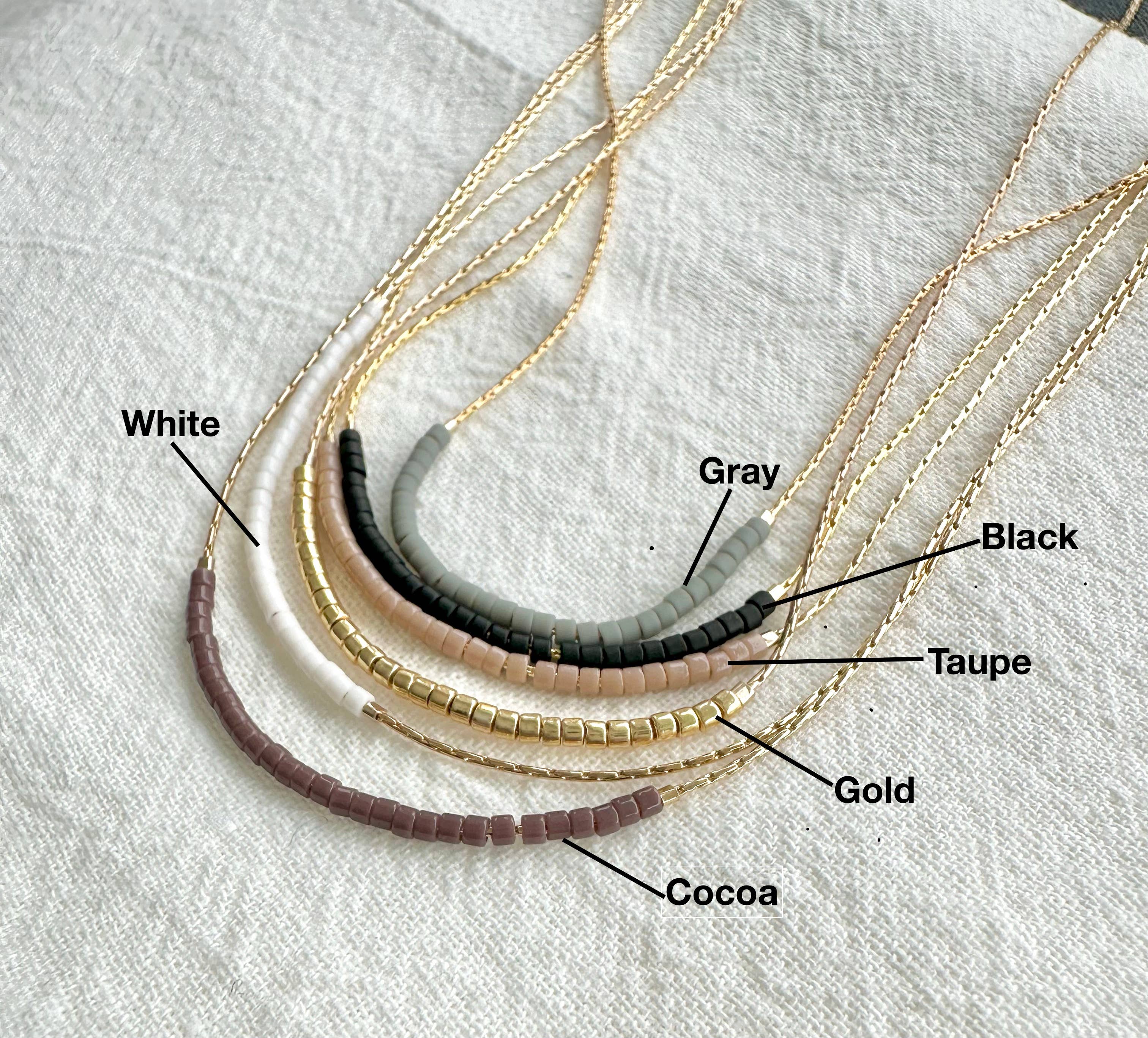 Ocean Breakup - Wholesale Beaded/Pearl Necklace - Thin Minimalist Necklace - "Original Neutrals" 5