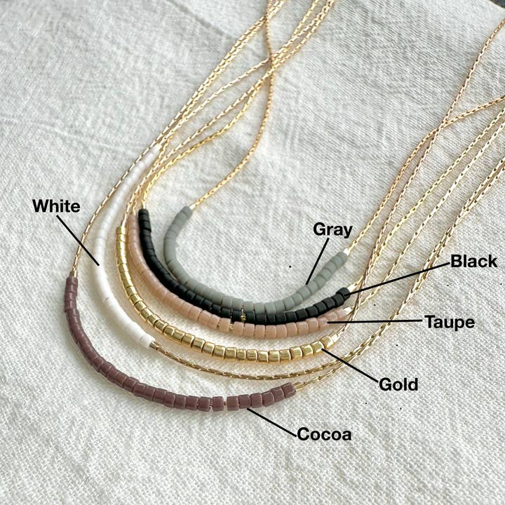 Ocean Breakup - Wholesale Beaded/Pearl Necklace - Thin Minimalist Necklace - "Original Neutrals" 5
