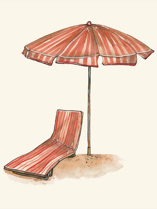 De la Mer Beach Chair Art Print for wholesale by artxnikki