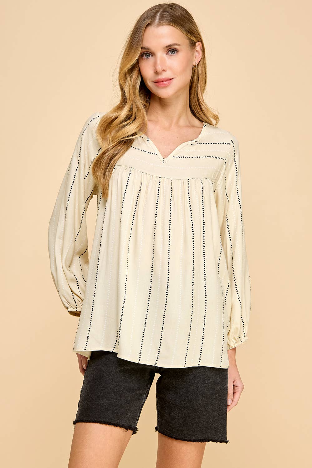 Les Amis - Wholesale Blouse - Women's - Dot Patterned Printed Top1