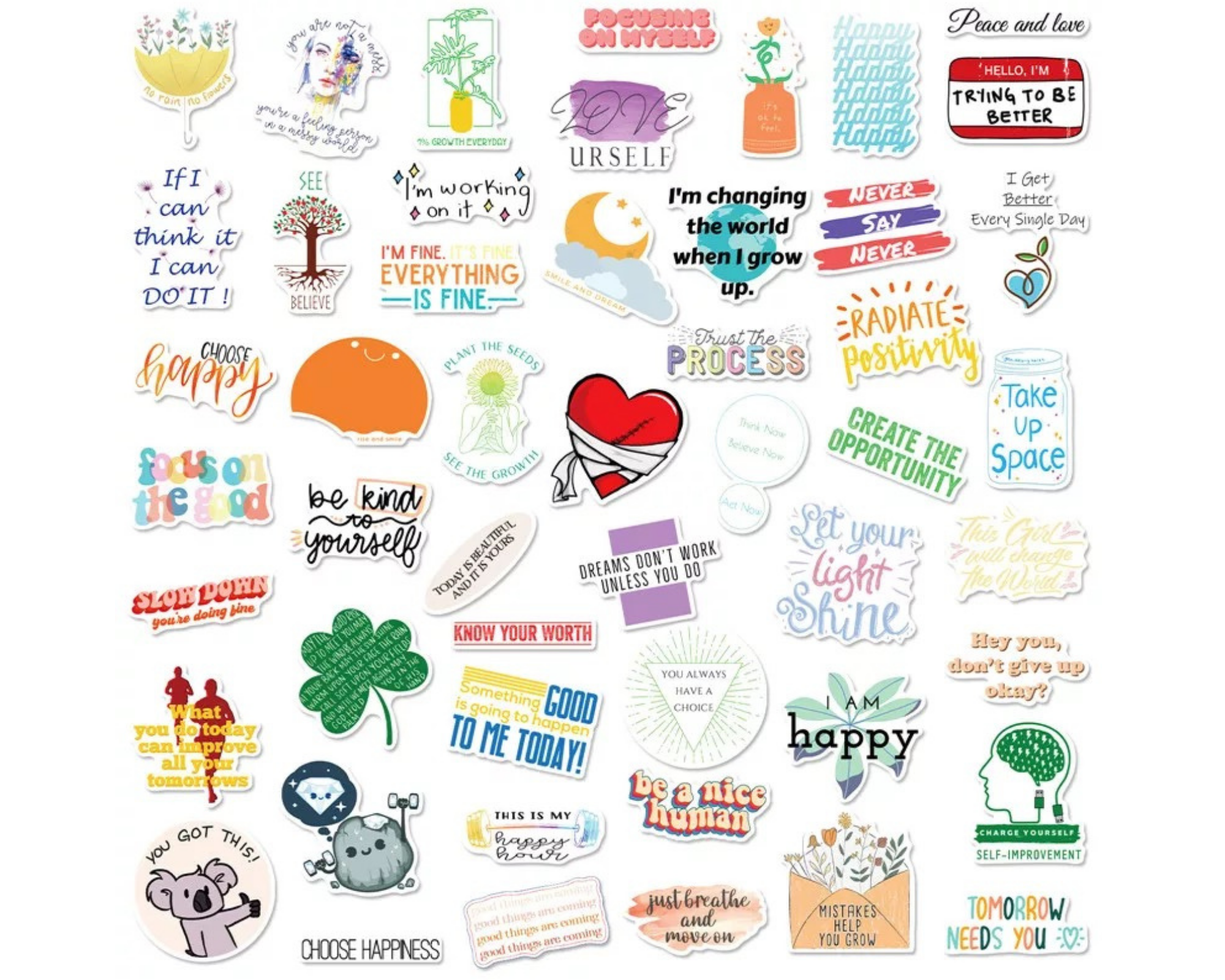 Realigned Energy - Wholesale Sticker - 100 Positive Affirmation Stickers, Daily Uplifting Quotes 2