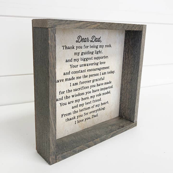 Hangout Home – Großhandel Schilder – Dear Dad — Vatertagsgeschenk — Brief an Papa mit Rahmen