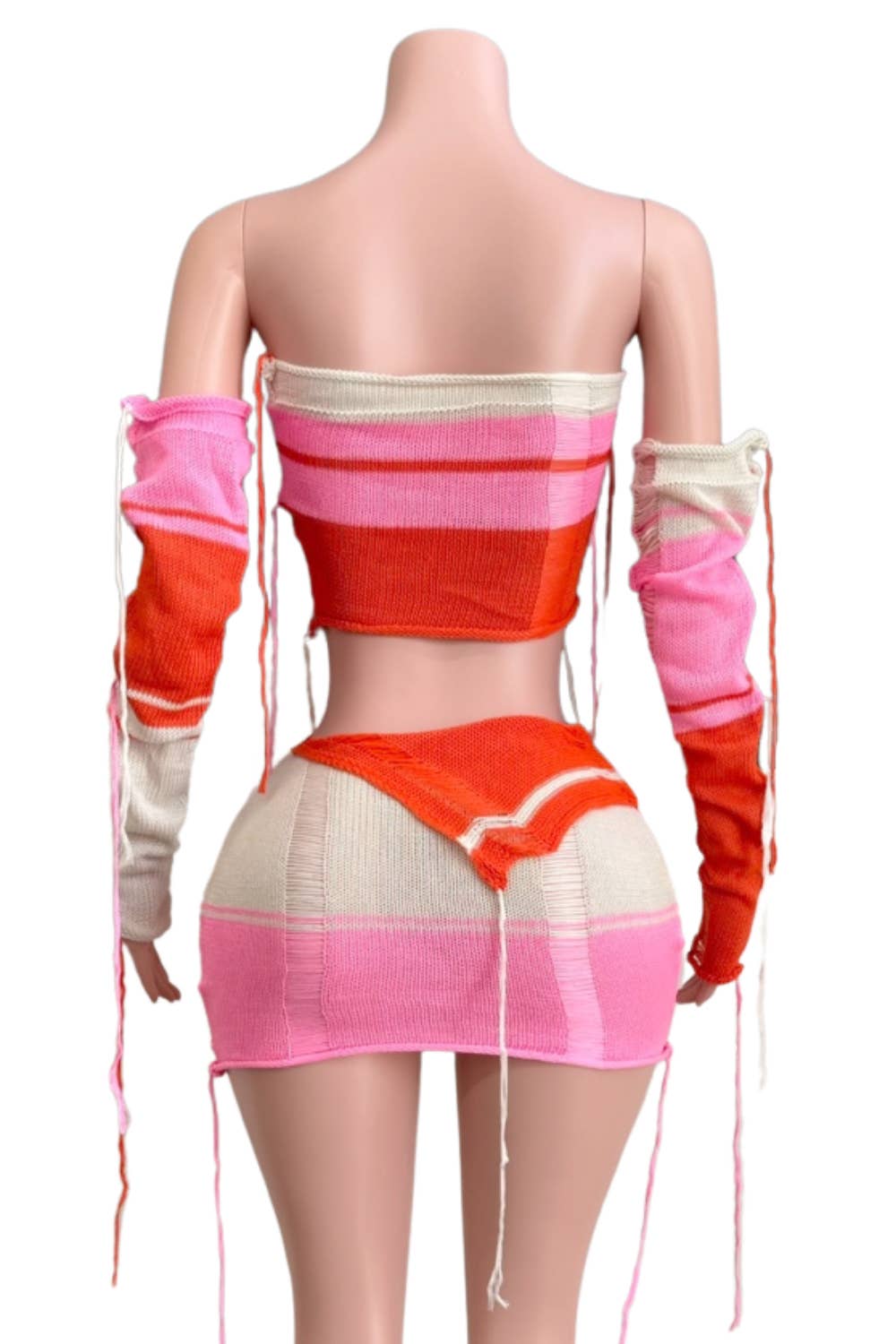 NEWGENS – wholesale Activewear set – Women′s – NC2017A Colorblock Distressed Knit Two-Piece Set2