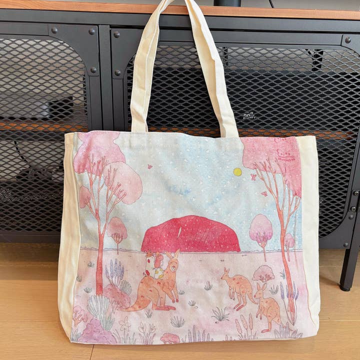 Borsa Tote ~ Viaggio del Canguro Uluru / Borsa in Tela / Borsa da Viaggio per la vendita all'ingrosso da parte di ENJOY ILLUSTRATION ART