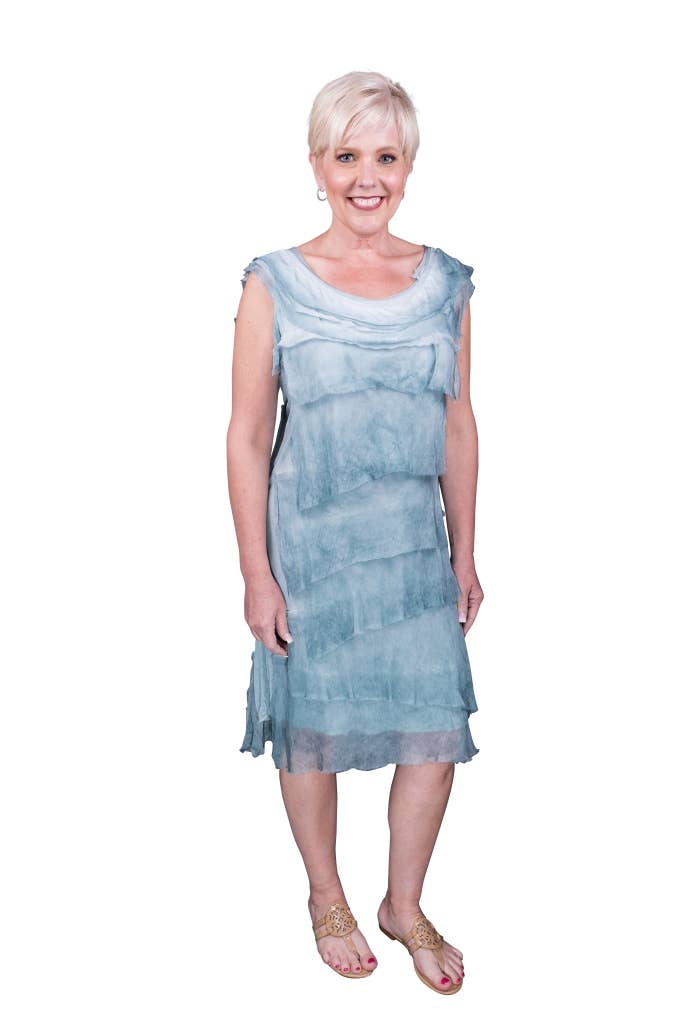 TINA Stephens Italy/Tees By Tina - Wholesale Dress - Women's - Mariana Silk Ruffle Dress (DT202)23
