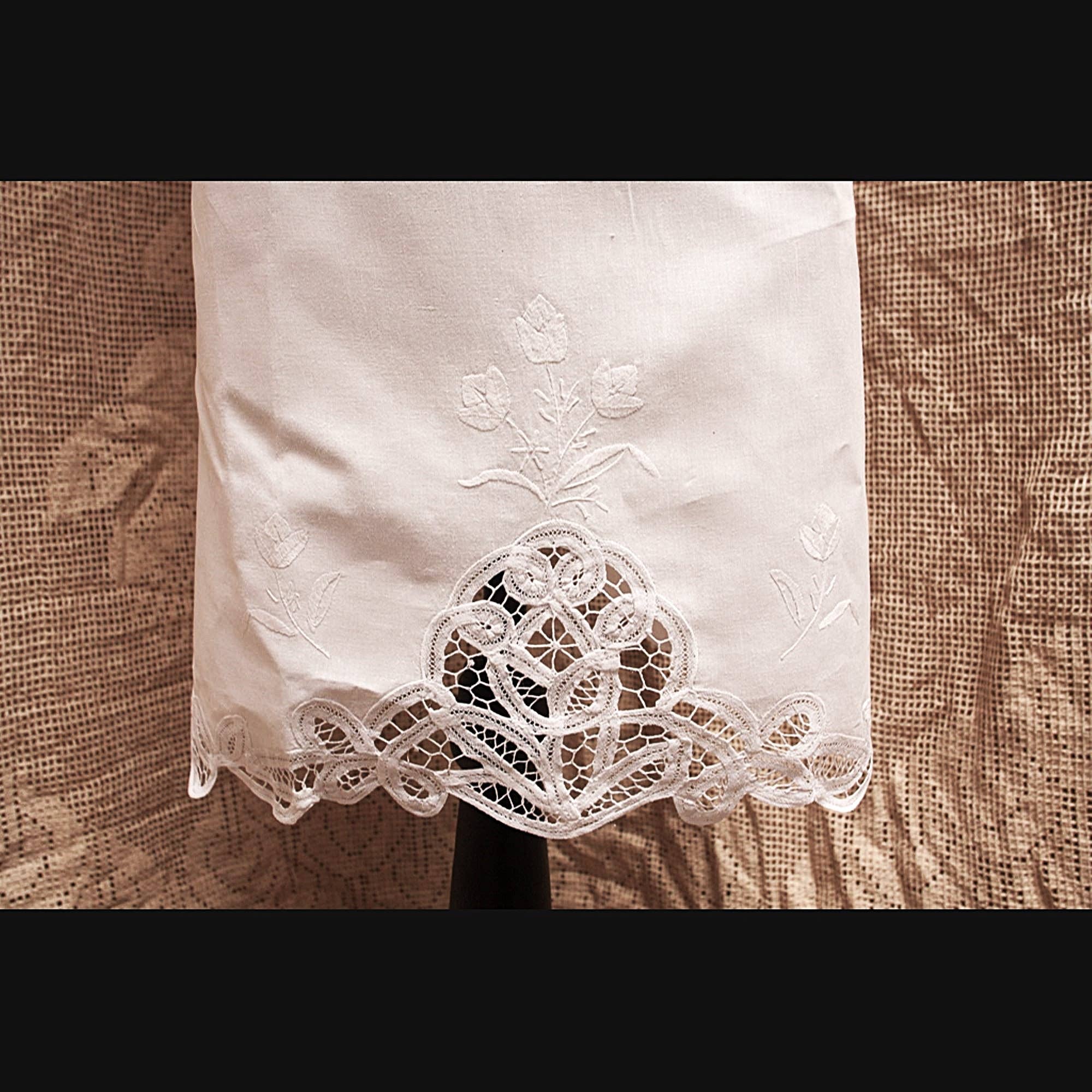 Eastern Sunrise Lace And Linens Inc. - Wholesale Apron - Apron Pinafore Battenburg Lace & Hand Embroider Tulip Cotton3