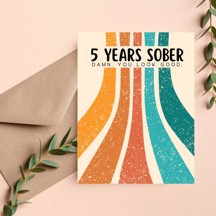 As Told By Ellie - Wholesale Felicitatie-kaartje - 5 Jaar Sober Jubileumkaart, Herstel Nuchterheid Geschenken
