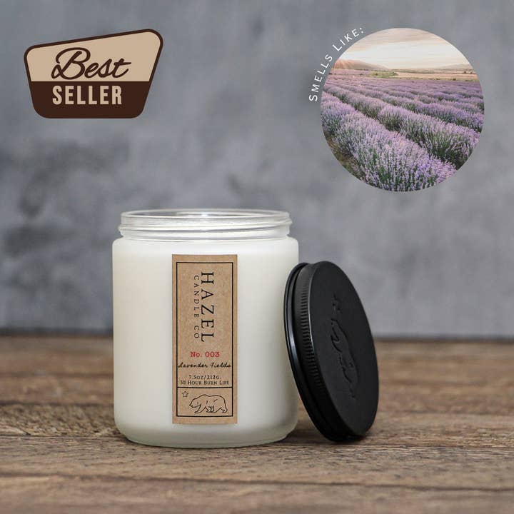 Lavendelvelden geurige kokos-sojawas, niet-giftige kaars voor wholesale door Hazel Candle Co.