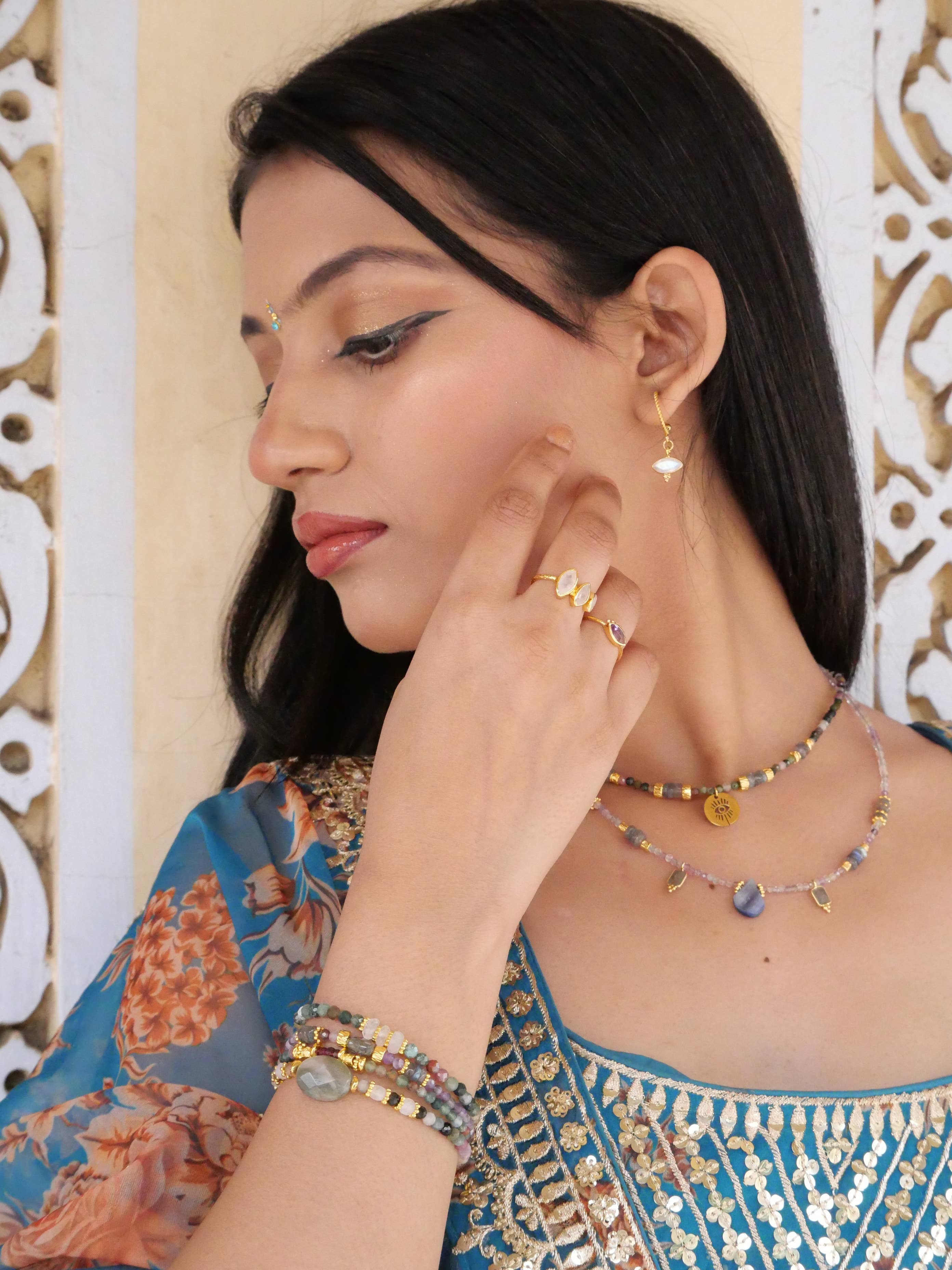 GINANDGER – Anel de pedra única/solitário por atacado – Anel ajustável com pedras à escolha - Dina9