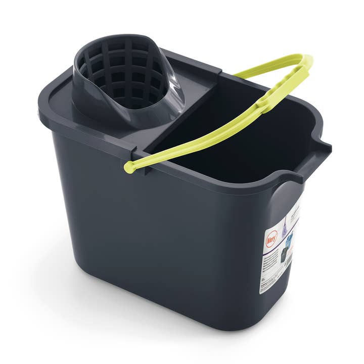 Rectangular bucket with drainer 12 litres. Grey for wholesale by RAYEN