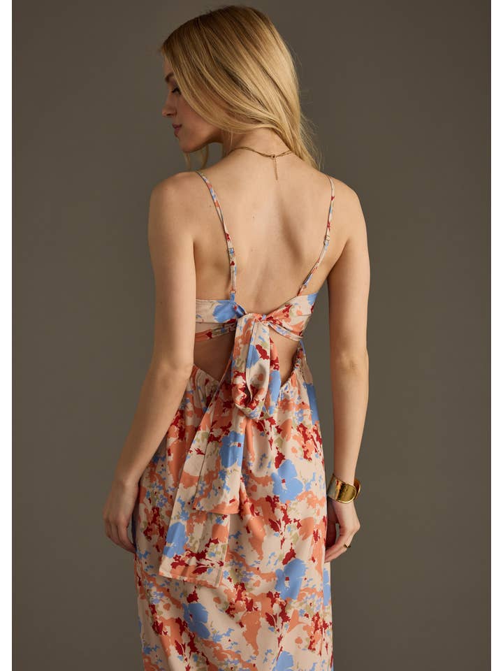 Panache Apparel Co. - Wholesale Dress - Women's - Orange & Blue Floral Maxi Dress