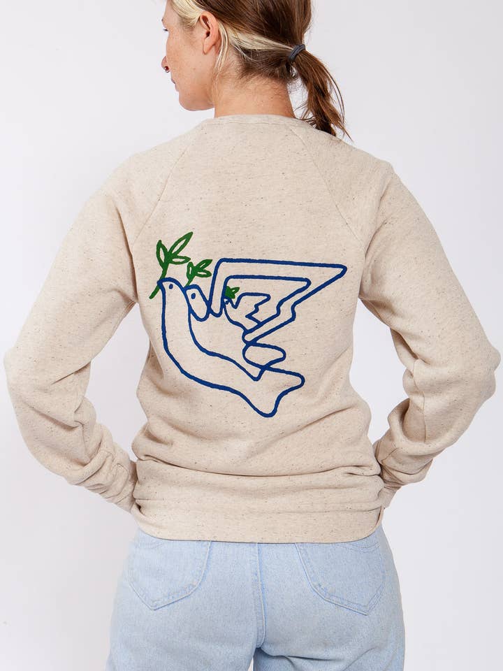 Culk - Wholesale Graphic Sweatshirt - Unisex - Doves Crewneck Tri-Cream3