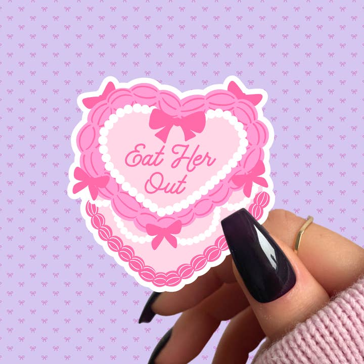 Pretty Toxic Stickers - Wholesale Sticker - Coquette Heart Cake Sticker, Eat Her Out, Cute Vulgar Decals3