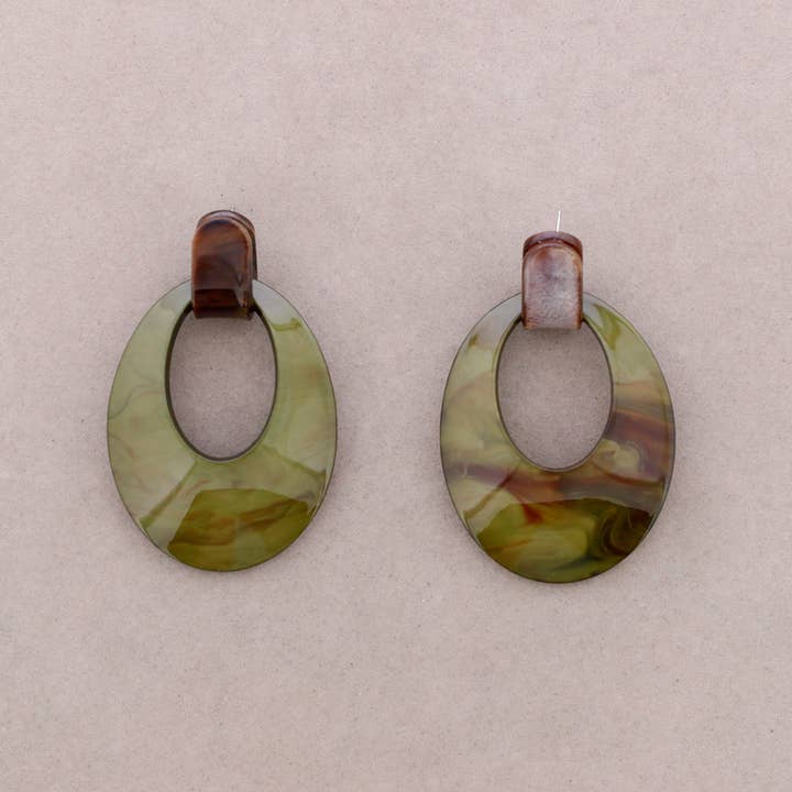 Sonata - Wholesale Snap Jewelry - Resin Hoop Drop Earrings7