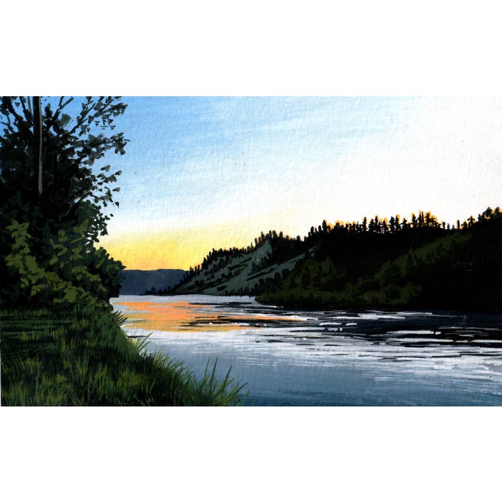 Fraser River Sunset | Landscape Art Print for wholesale by Hannah Raju Art