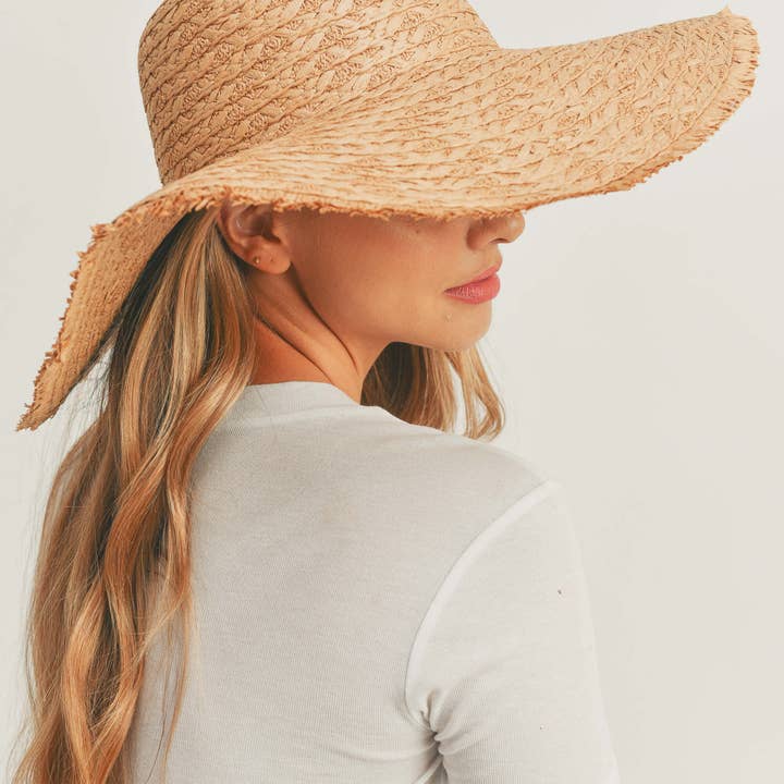 MiMi Wholesale - Wholesale Straw Hat - Women's - MH0095 Floppy Straw Sun Hat with Frayed Edges19