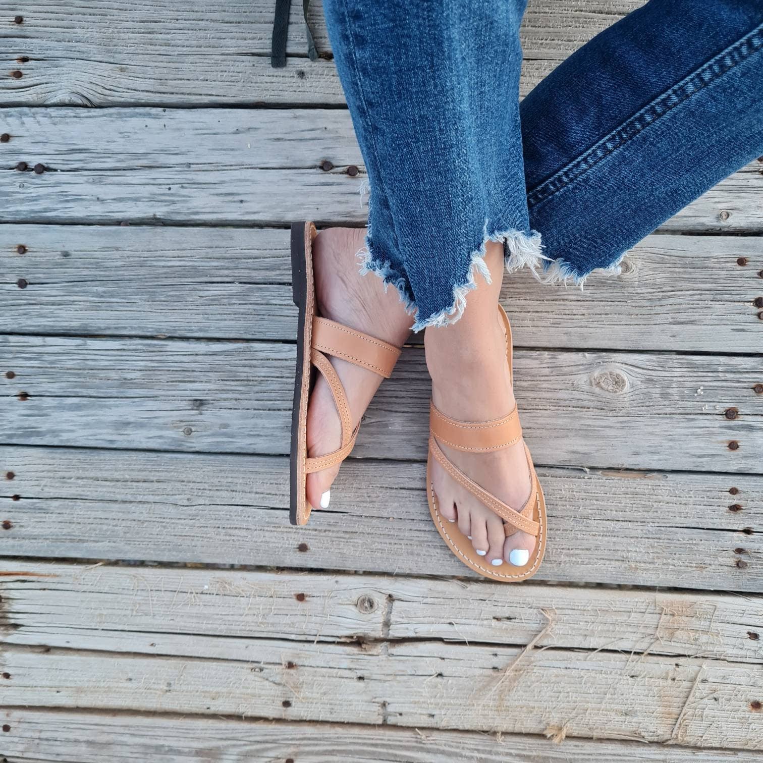 Madammeshushu - Vente Sandales – femme - Sandales en cuir grec pour femmes, Tongs Sandales4