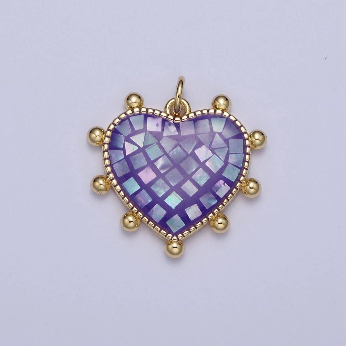 Aim Eternal - Wholesale Individual Charm/Pendant - Purple, White, Pink, Teal, Green, Blue Shell Opal Beaded Heart Love Charm For Jewelry Making AG062 - AG0670