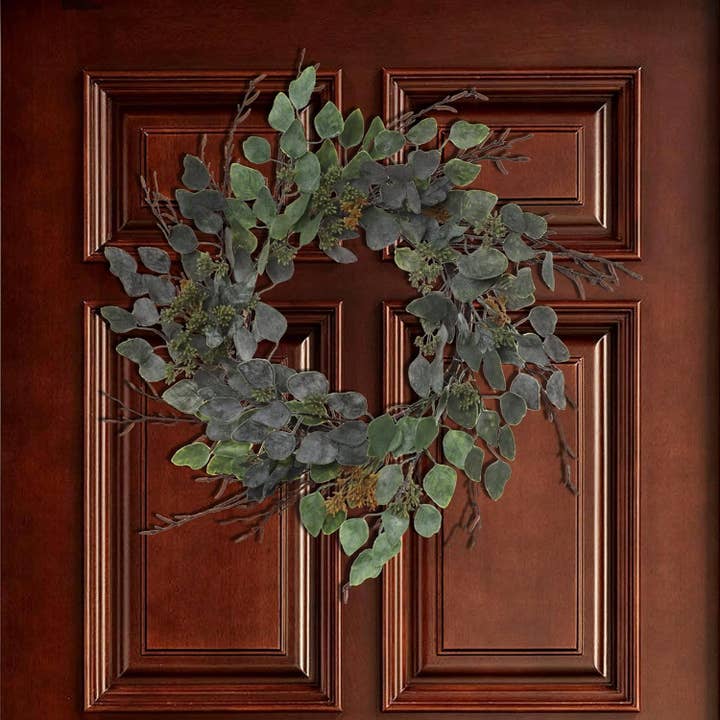 Larksilk – wholesale Wreath – 6PC 24" Eucalyptus Wreath | Handcrafted Greenery3
