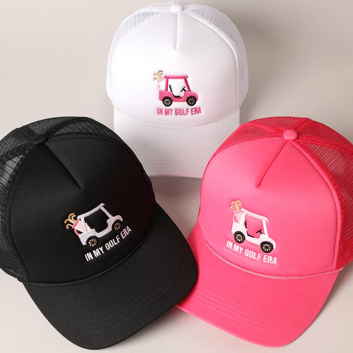 Fashion City - Wholesale Trucker Hat - Women's - Golf Cart and In My Golf Era Embroidery Trucker Hat