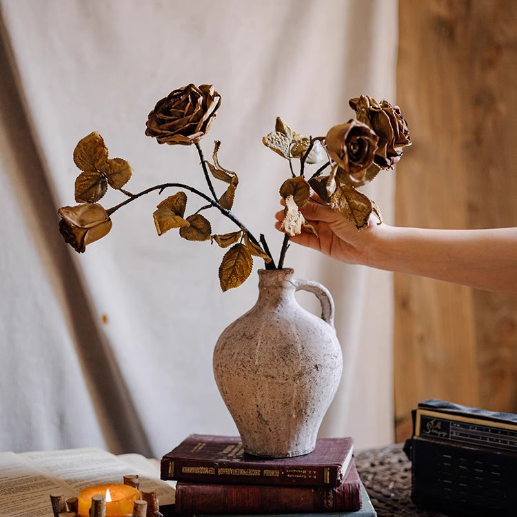 Rustic Reach - Wholesale Artificial Flowers - French Dried Look Faux Rose Stem 26" Tall1