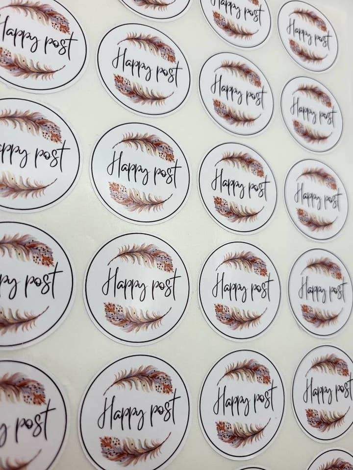 X35 Happy Post Stickers For Packages, Envelope Labels for wholesale by The Sticker Scene