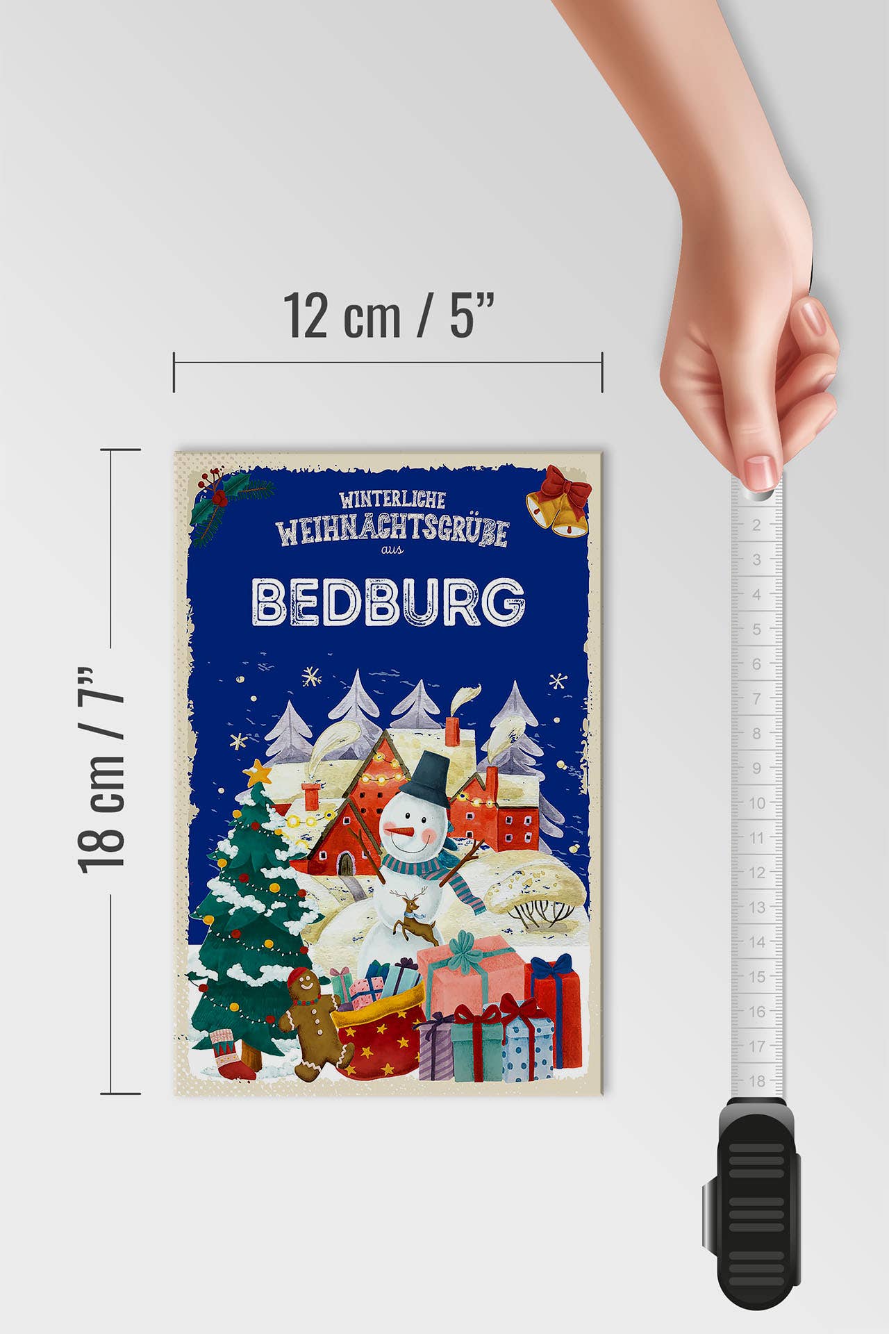 Femer - Vendita all'ingrosso Cartelli - Targa in legno Auguri di Natale di BEDBURG regalo 12x18cm3