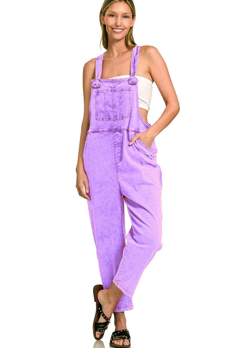 42POPS - Venta al por mayor Mono - Mujer - Mono de mezclilla relajado con tirantes anudados y lavado ácido23