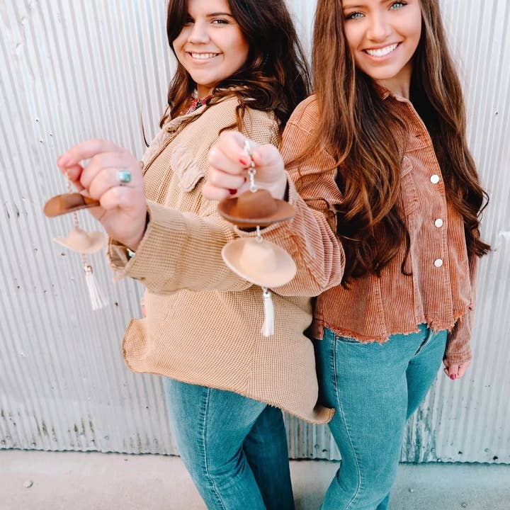 The Front Porch Label - Wholesale Car Decorative Charm - Unisex - Brown & Stone Cowboy Hat Rearview Mirror Charm4