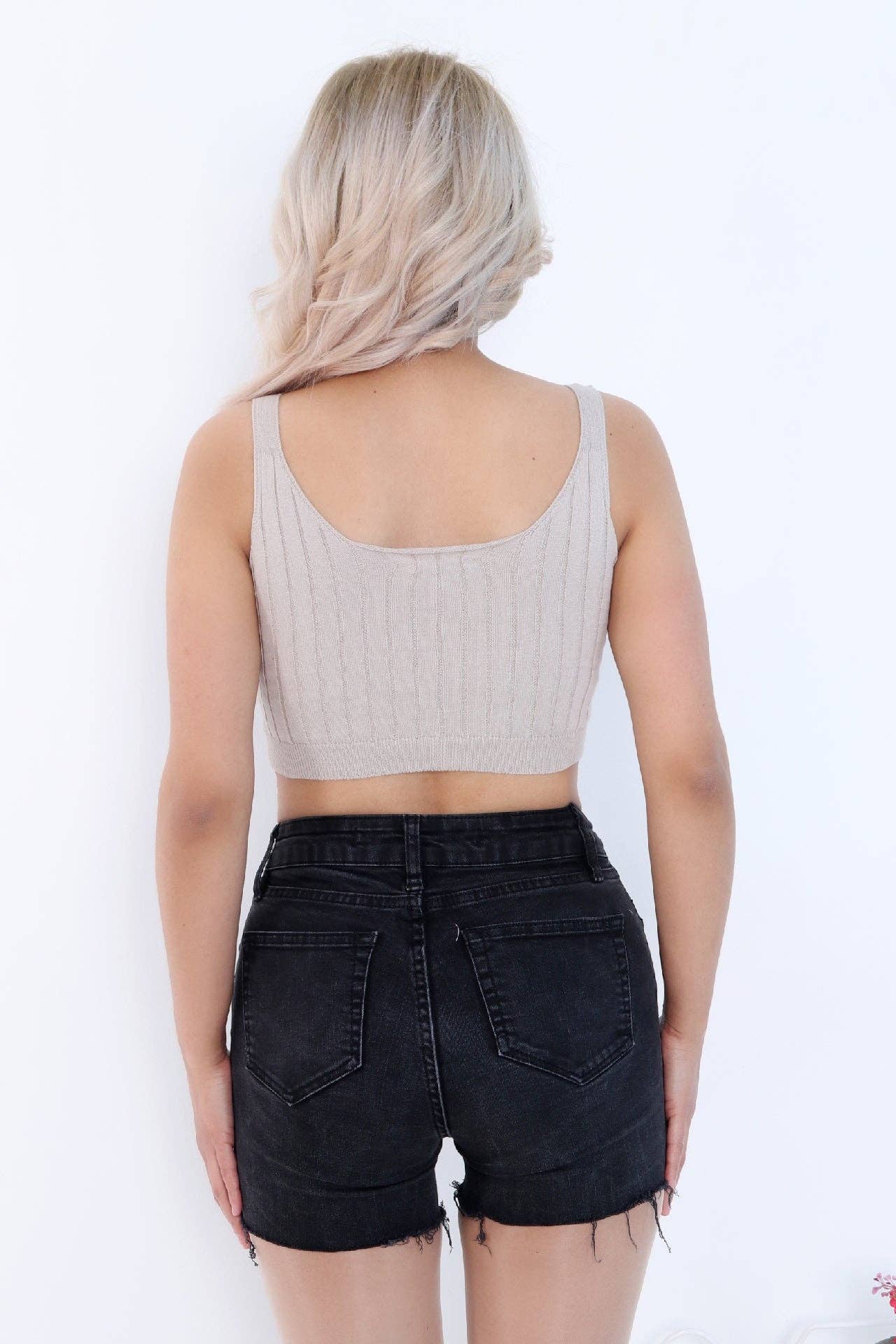 Beje Wear - Wholesale Tank Top - Women's - Front Button Rib Crop Tank Top// 100% Organic Cotton27