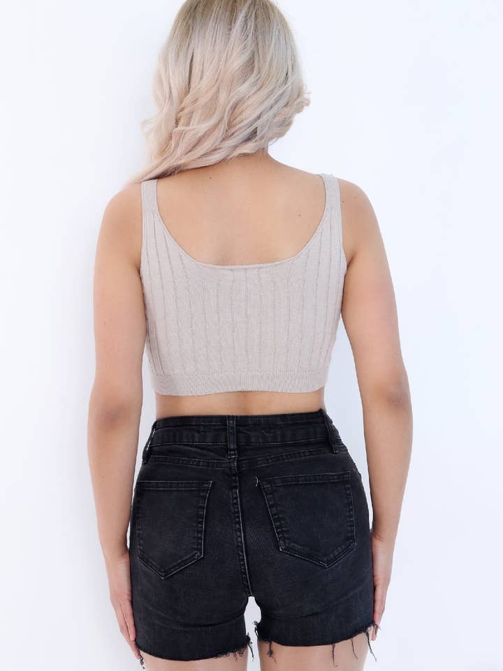 Beje Wear - Wholesale Tank Top - Women's - Front Button Rib Crop Tank Top// 100% Organic Cotton27