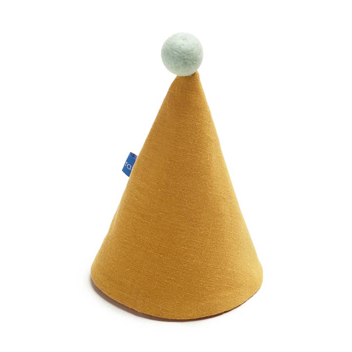 Mustard Linen Party Hat for wholesale by La fée raille