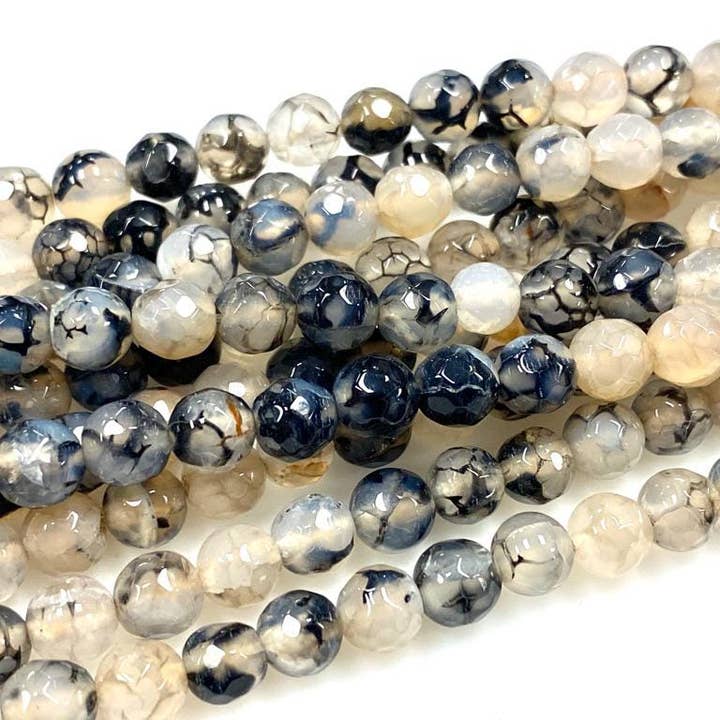 TRIVENI USA INC - Wholesale Beads - Black Dragon Vein Agate Gemstone Round Beads Strands 6mm 8mm2
