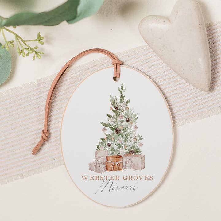 Oval Ornament-Crystal Cottage Tree Webster Groves Missouri for wholesale by Love Local