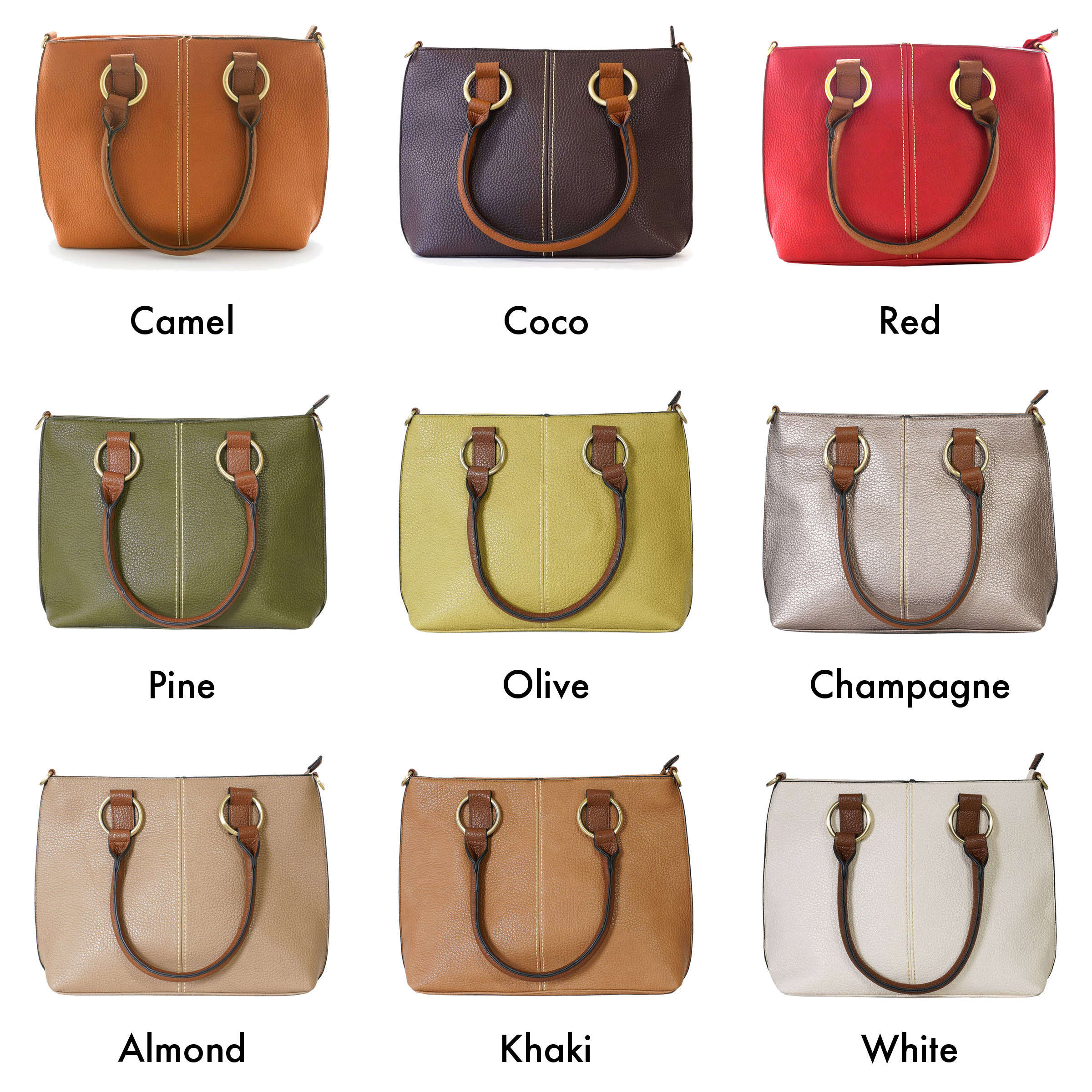 22 Tote - Wholesale Tote Bag - Women's - Pebbled Vegan Leather Triple-Compartment Shoulder Tote Bag18