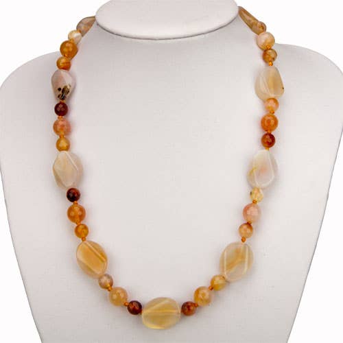 Special price: Orange/white agate necklace for wholesale by EHAWA