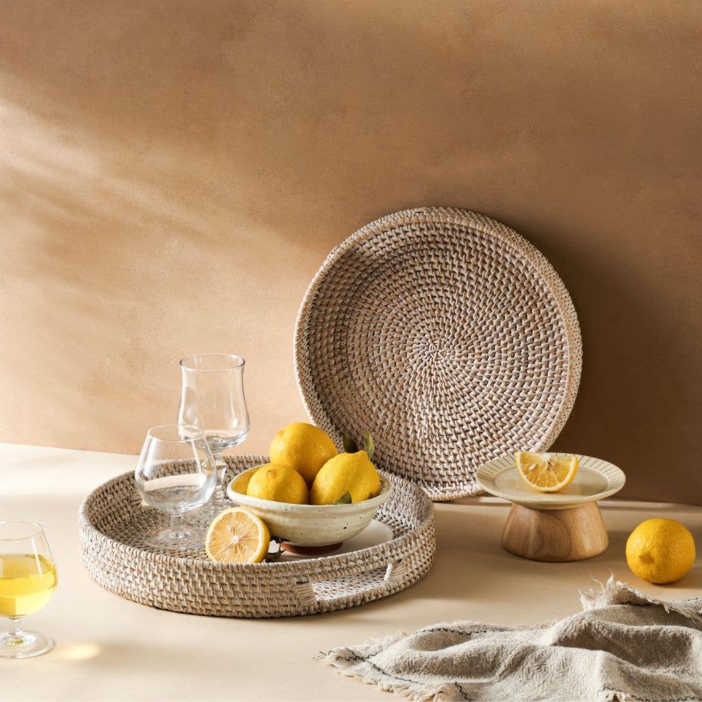 Jungle Culture - Wholesale Decorative Tray - Rattan Trays - Round Hand Woven Wicker Serving Tray Decor8