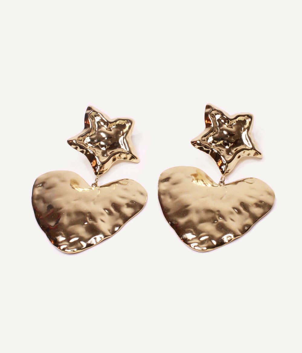 Caprice Paris - Wholesale Dangle Earrings - Narcissus Gold XL Heart Earrings | Handmade in Paris1