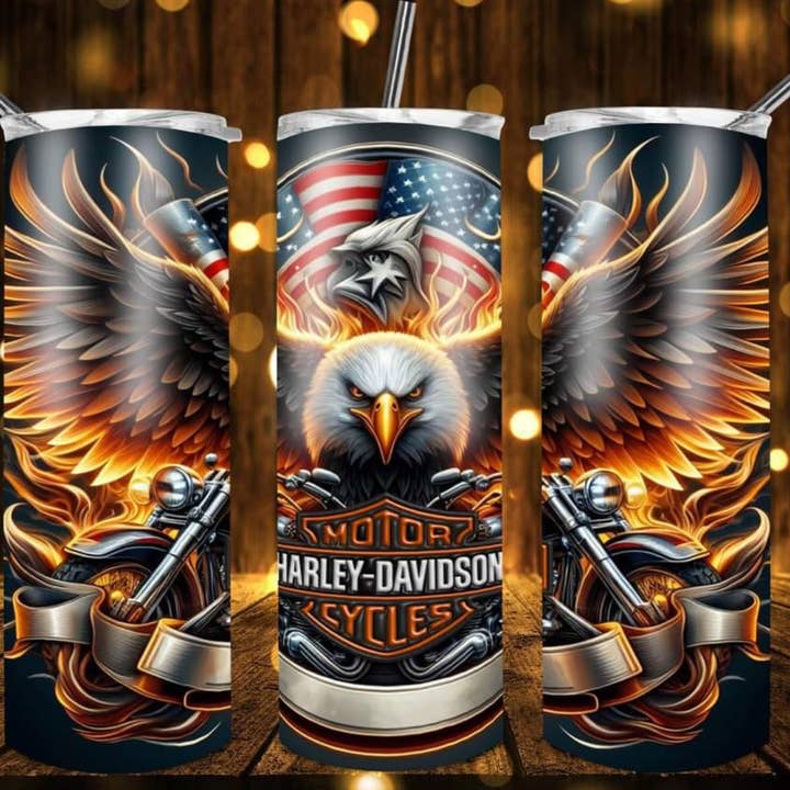 Farm Life Crafting - Wholesale Insulated Mug/Tumbler - Harley Flag 20oz Steel TumblerÂ