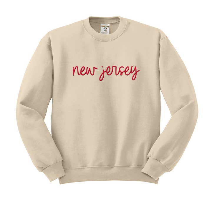 Script New Jersey Embroidered Sweatshirt for wholesale by Lucky Luna Apparel