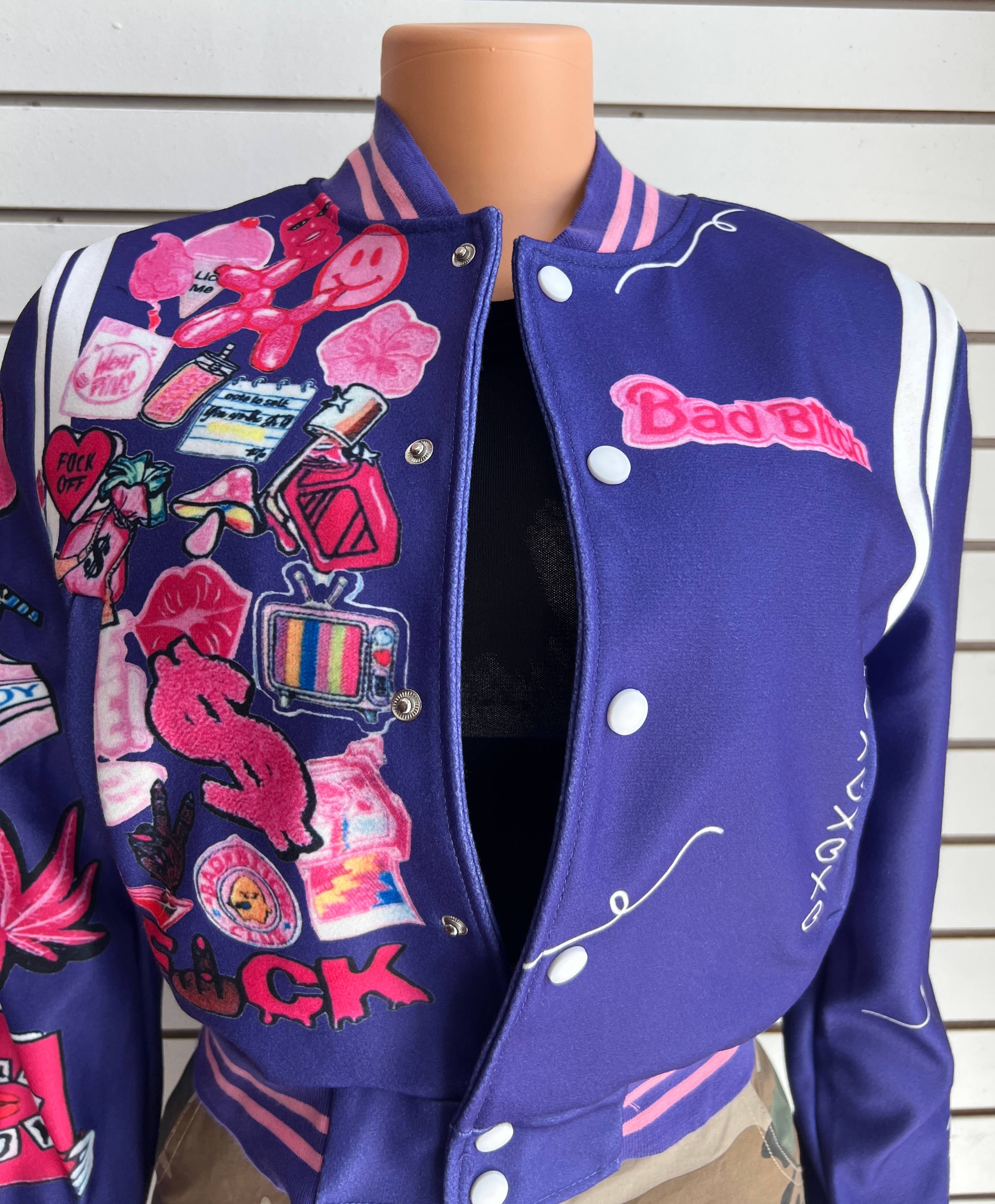 MB Fashion Wholesale - Wholesale Varsity/Baseball Jacket - Women's - MB FASHION PRINTED CASUAL BASEBALL COAT TOP JACKET 3012LY9