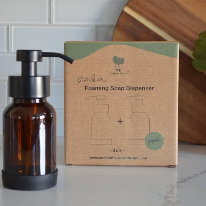 Me Mother Earth - Wholesale Soap Dispenser - Amber Foaming Soap Dispenser 2pk