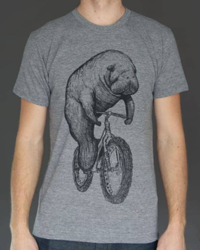 Dark Cycle Clothing - Wholesale Screen Printed T-Shirt - Men's - Manatee on a Fat Tire Bike Men's T-Shirt2