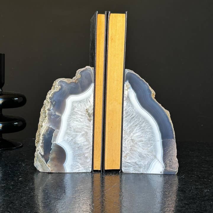 Deep Purple Project - Wholesale Ornament - Agate Geode Bookends, Large Natural Stone Pair12
