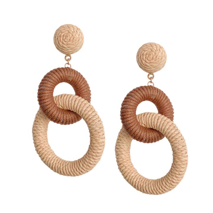 Nantucket Raffia Earrings | Natural Brown for wholesale by Gaby & Grace
