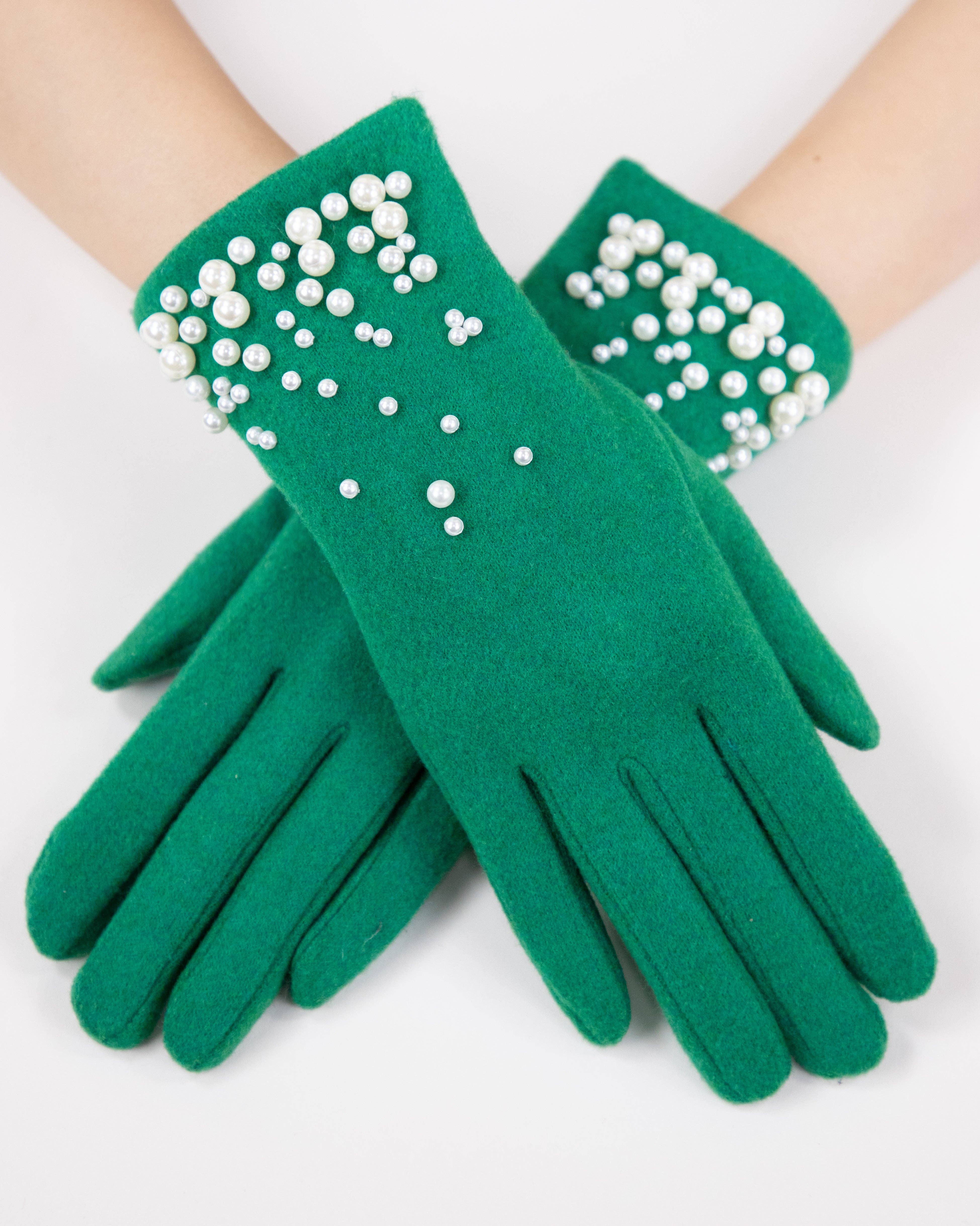 Original USA - Wholesale Gloves - Women's - Wool Felted Gloves w/ Pearls  (TS)2