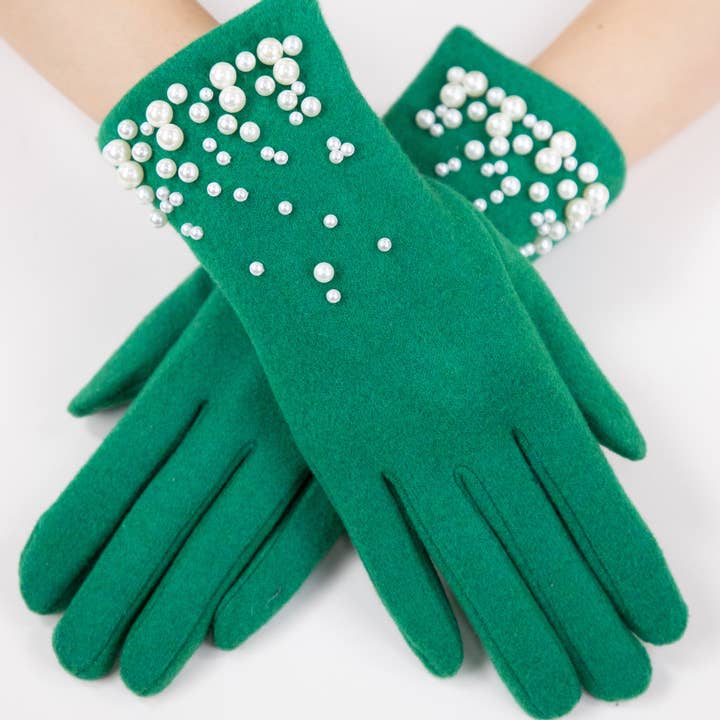 Original USA - Wholesale Gloves - Women's - Wool Felted Gloves w/ Pearls (TS)2