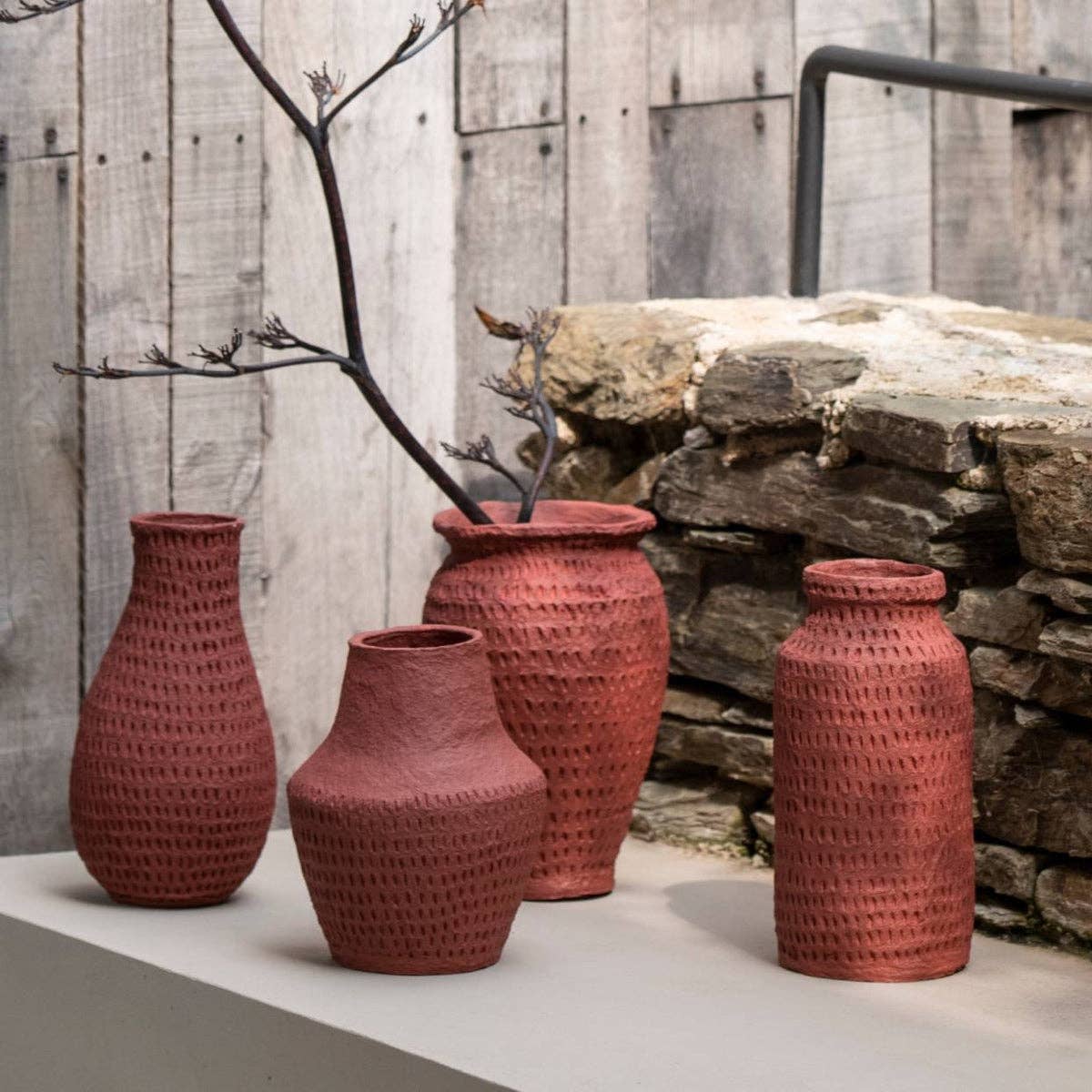 Andrea House - Vendita all'ingrosso Vasi - Vaso in cartapesta di cotone rosso terracotta4